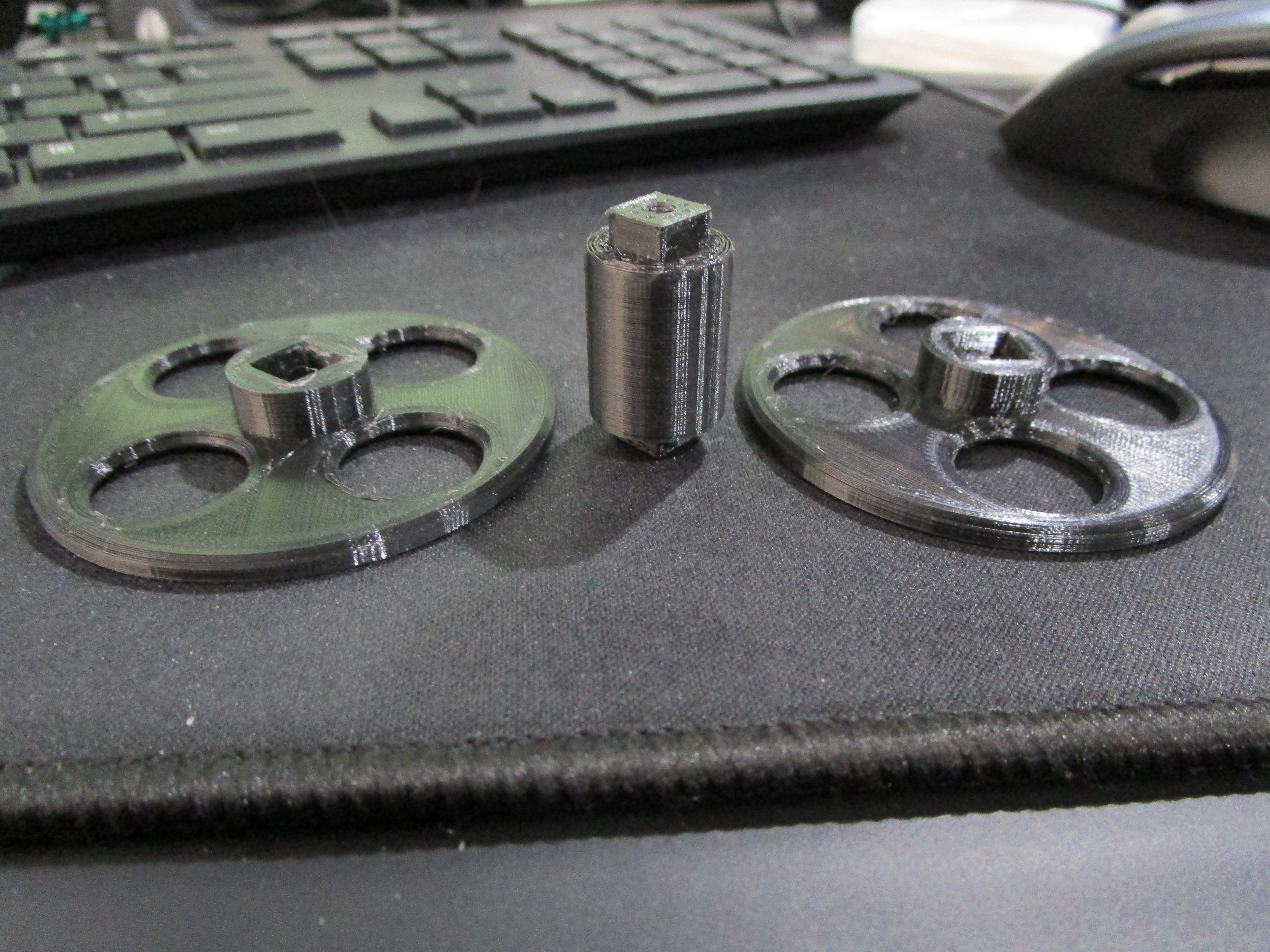 Freshly-printed parts, pre-assembly.